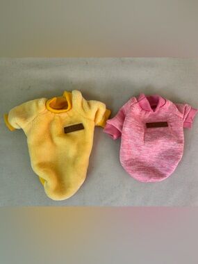 Classic Yellow Plush & Pink Knit Pet Sweaters